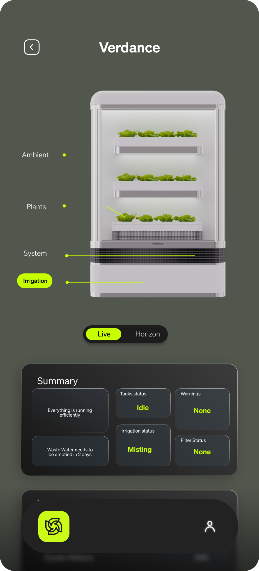 Burgeon app controls